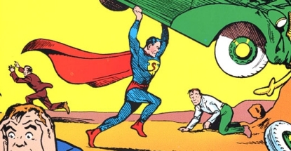 Action Comics #1, Joe Shuster nakreslil tenhle výjev, když mu bylo 24 let. Dnes to není jen komiksová obálka, ale slavná (a často parafrázovaná) popkulturní ikona.